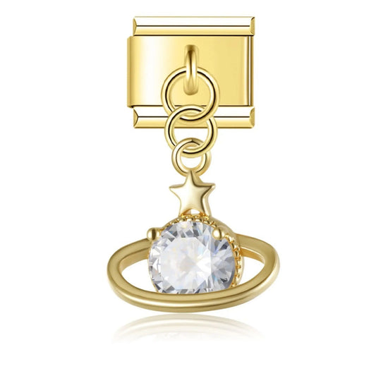 Pendentif Planète Strass Or Charmsy
